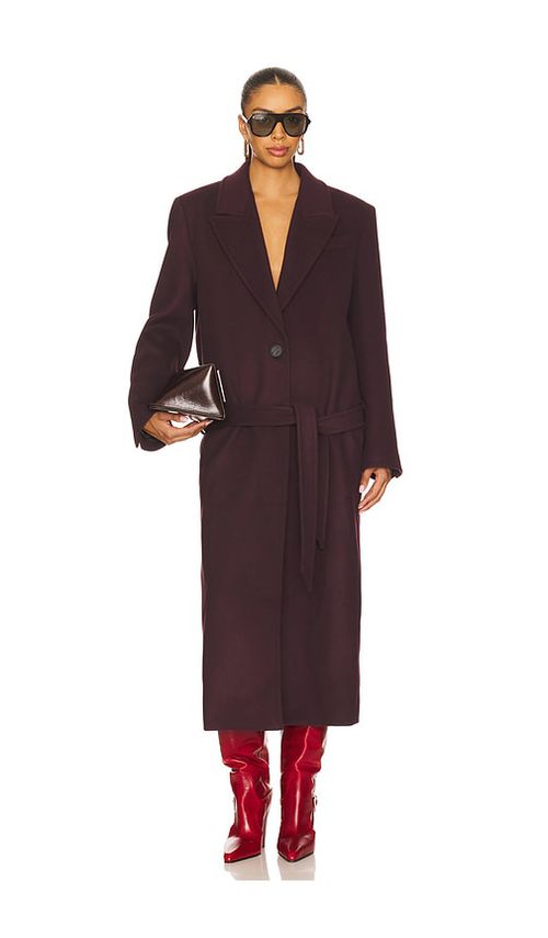 THE ATTICO Long Coat in Burgundy. - 40 also