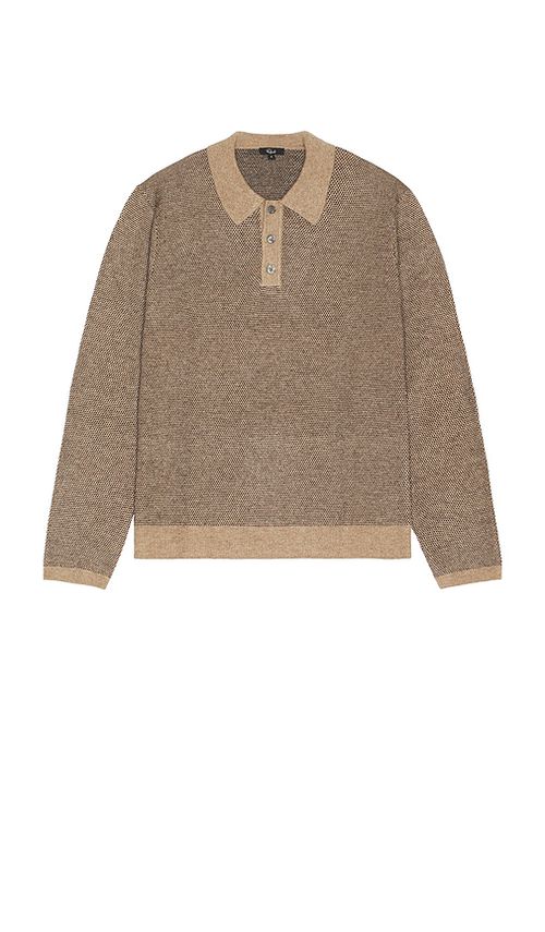 Rails Anders Long Sleeve Polo in Flax Navy. S also in L, M, XL/1X