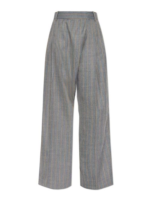 Grey Pinstripe Trousers With Tailored Design
