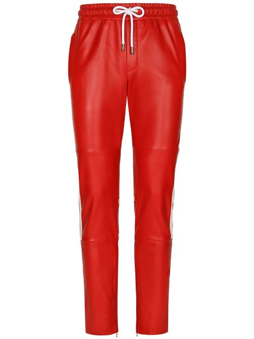 Stripe-detail elasticated-waistband trousers - Red
