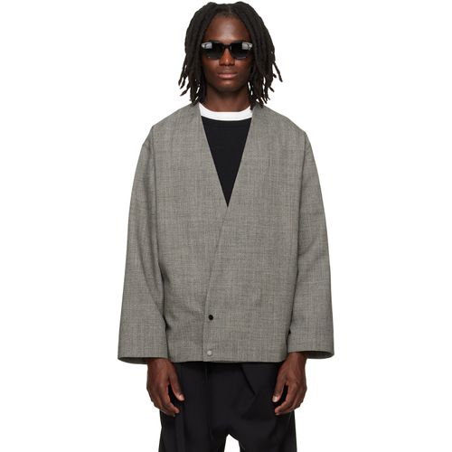 Gray Relaxed Cropped Lapelless Blazer