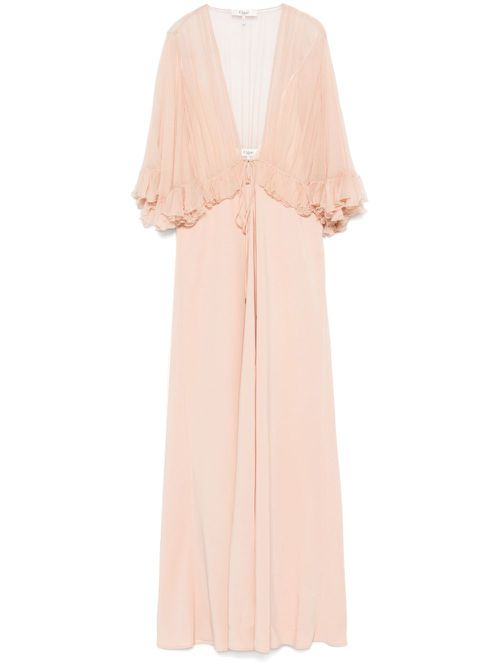 V-neck crepe maxi dress - Pink