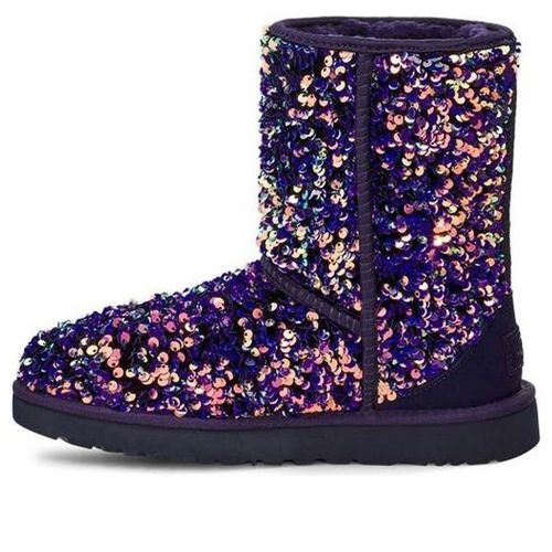 (WMNS) Classic Short Stellar Sequin Snow Boots Black/Blue/Purple