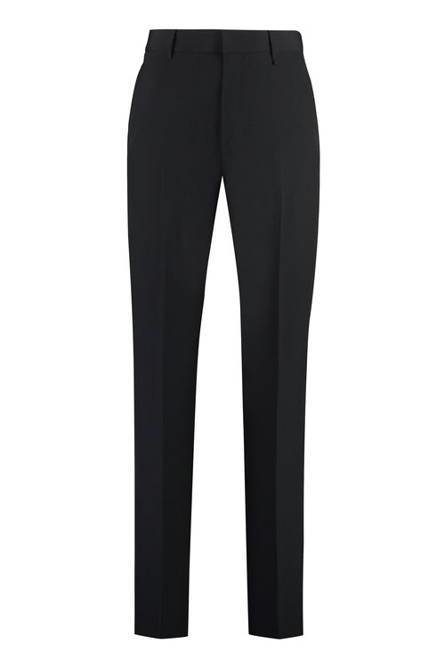 Tailored Wool Trousers with Logoed Trim