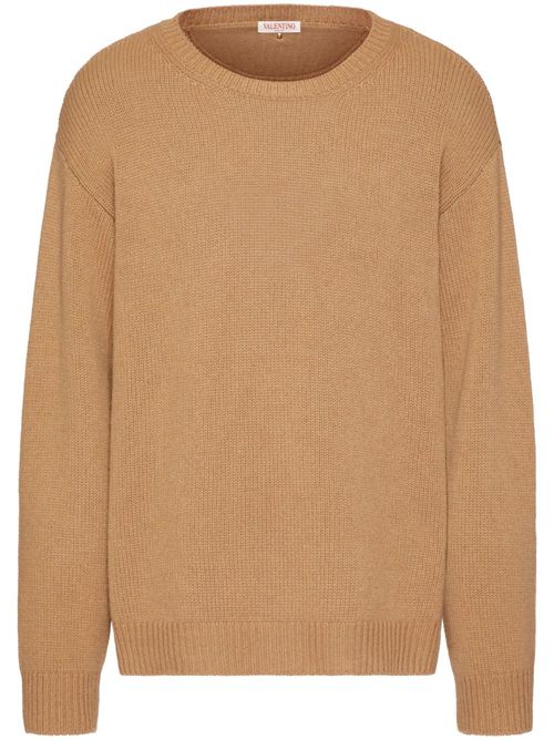 Stud-embellished cashmere jumper - Neutrals