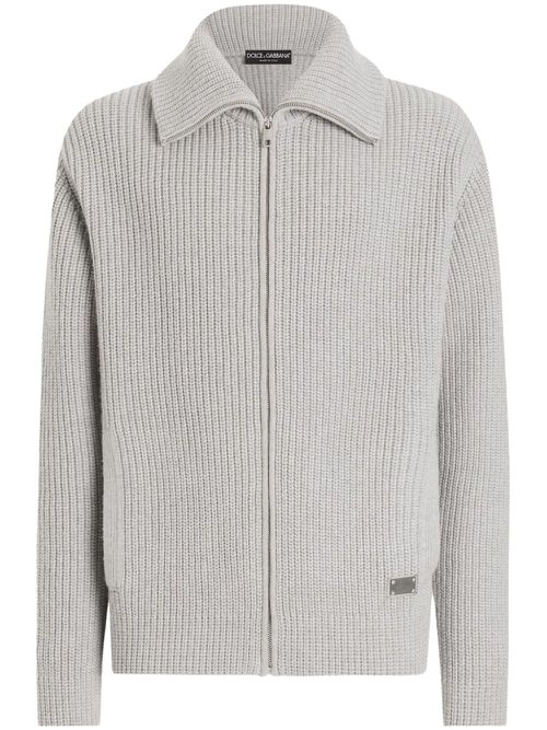 Fisherman's-knit cardigan - Grey