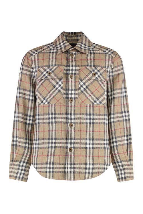 Checkered Cotton-Linen Shirt with Flap Pockets