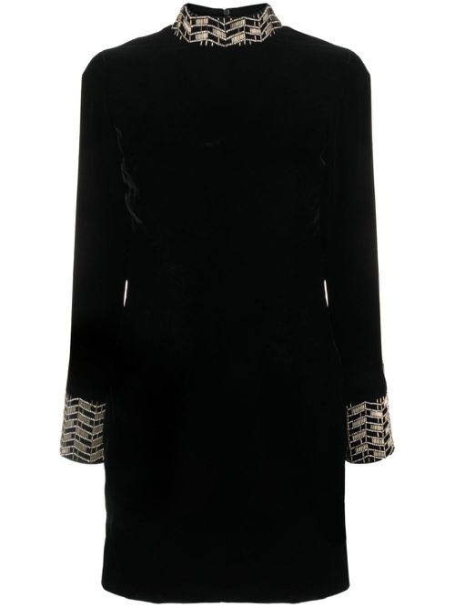 Open-back velour minidress - Black