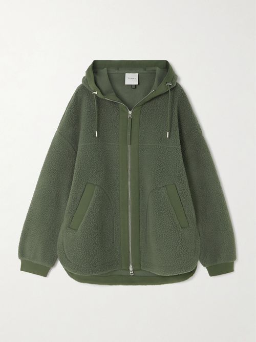 Fey Hooded Jersey-trimmed Recycled-fleece Jacket - Green