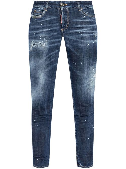 Logo-patch cotton jeans - Blue