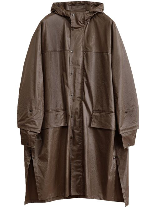 Hooded cotton raincoat - Brown