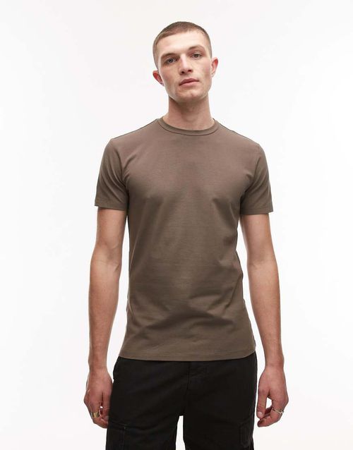 Mango muscle fit t-shirt in brown