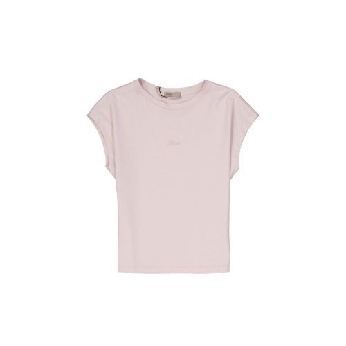 Relief Logo Cotton T-Shirt — Pink