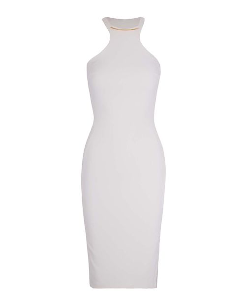 Longuette with Gold Detail Dress — White