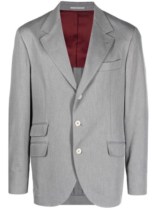 Single-breasted cotton blazer - Grey