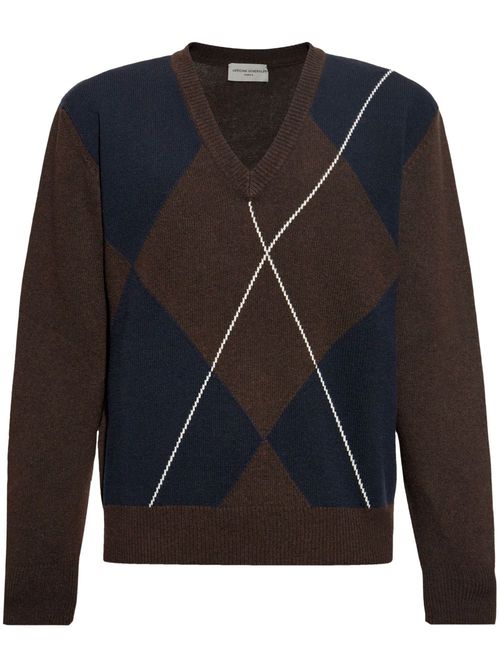 Argyle-pattern jumper - Brown