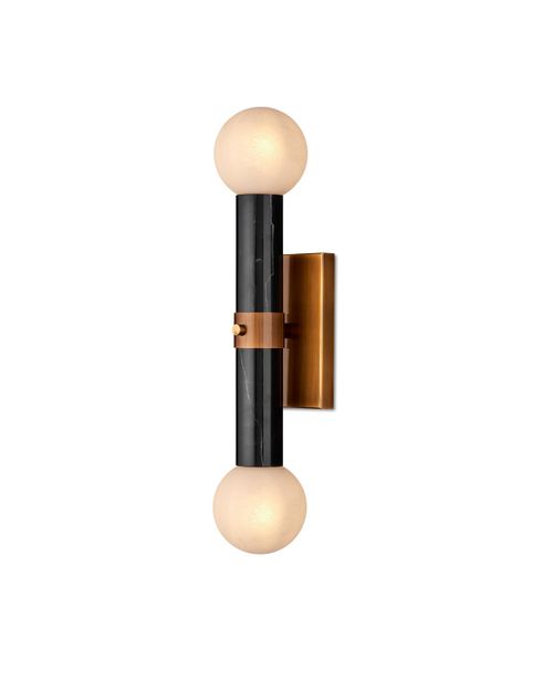 Natural Antique Brass White Wall Sconce from the Beatrix Collection
