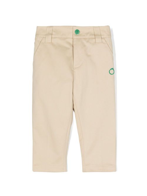 Logo-embroidered tapered trousers - Neutrals