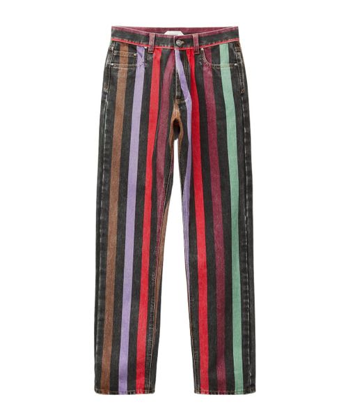 Striped straight jeans