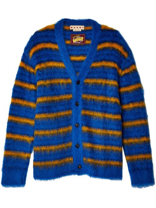 Mohair-blend striped cardigan - Blue
