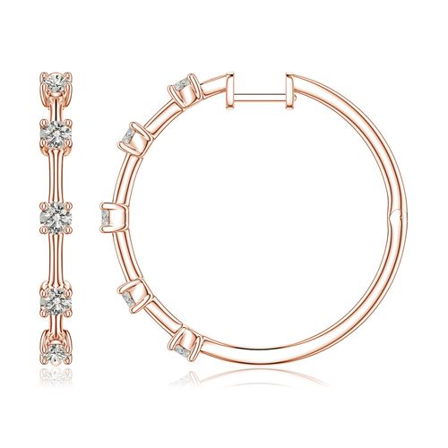 Angara 1.05 CTW Round Diamond Five-Stone Station Hoop Earrings in 18K Rose Gold