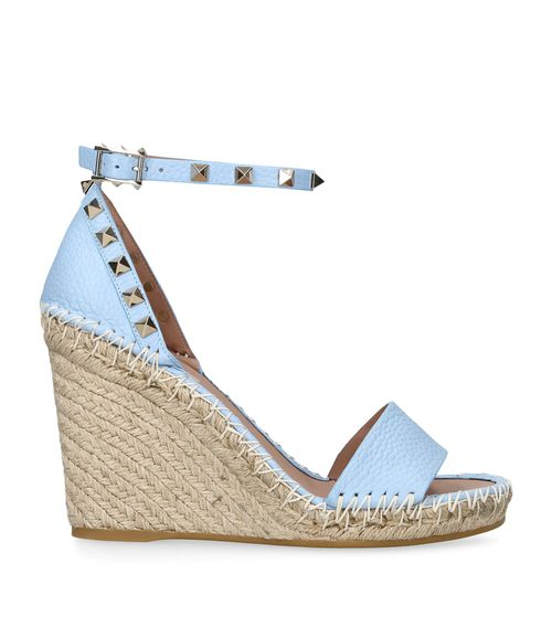 Leather Rockstud Espadrille Wedges 105