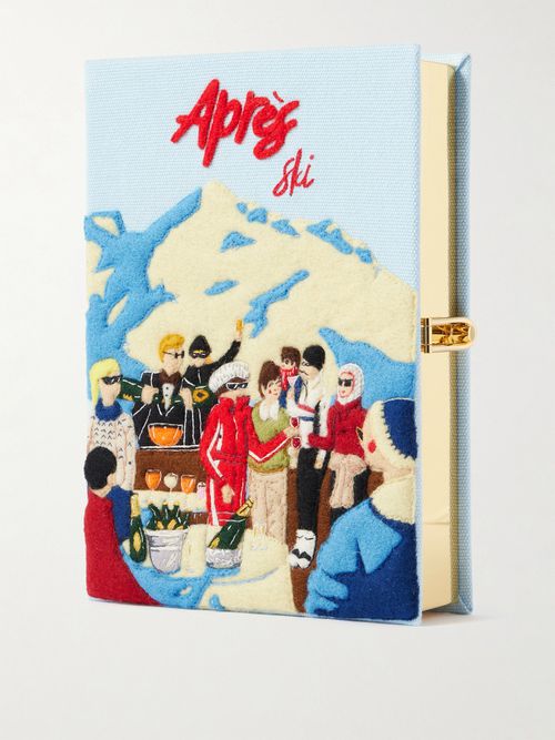 Apres Ski Embroidered Appliquéd Canvas Clutch
