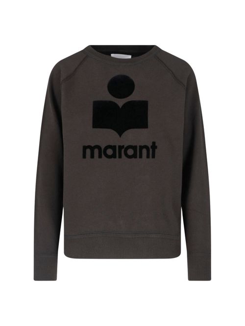 Cotton-Blend Sweatshirt Sweater with Flocked Edge Detail