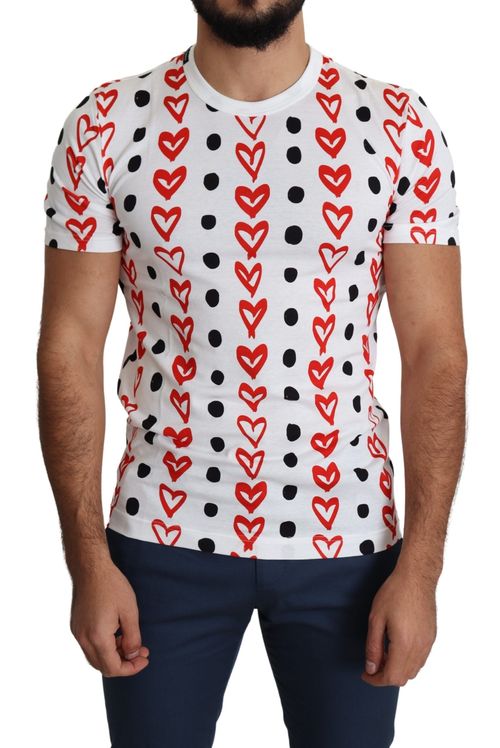 Hearts and Dots Print T-Shirt — White