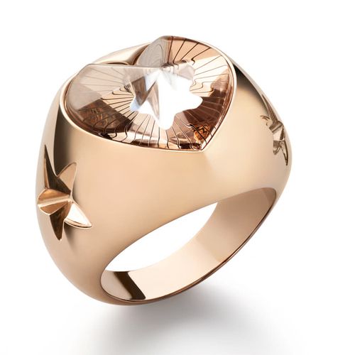 Vermeil  Gold Crystal Heart And Star Statement Ring 2812867