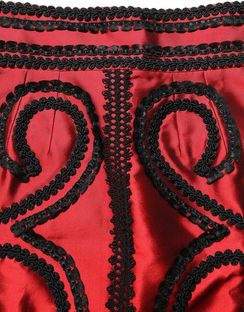 Soutache Embroidery Skirt — Red