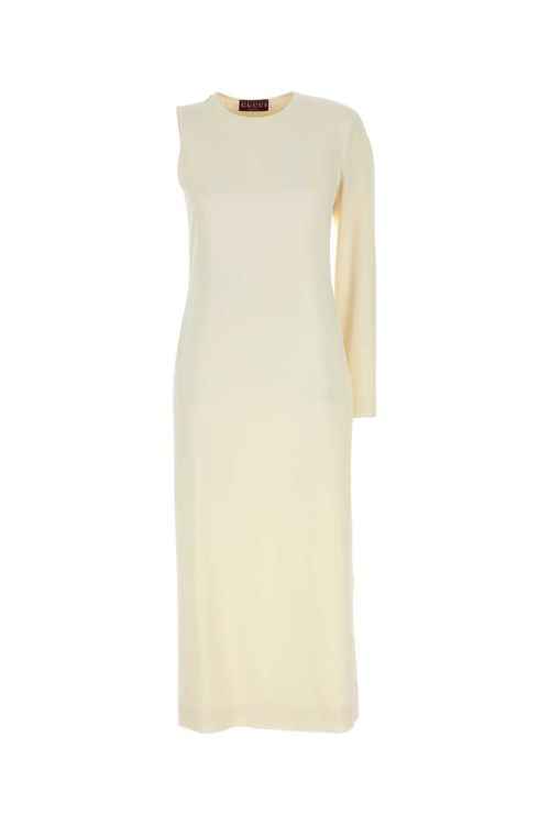 One-Shoulder Sablé Dress — Ivory