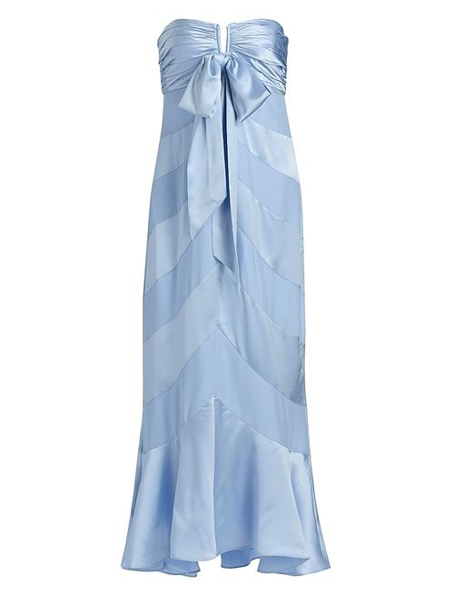 Women's Cadilyn Silk Stripe Bow Midi-Dress - Cornflower