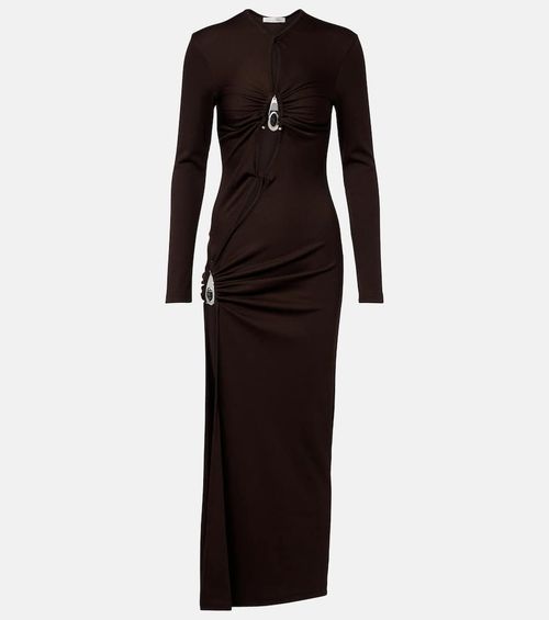 Cutout ribbed-knit midi dress