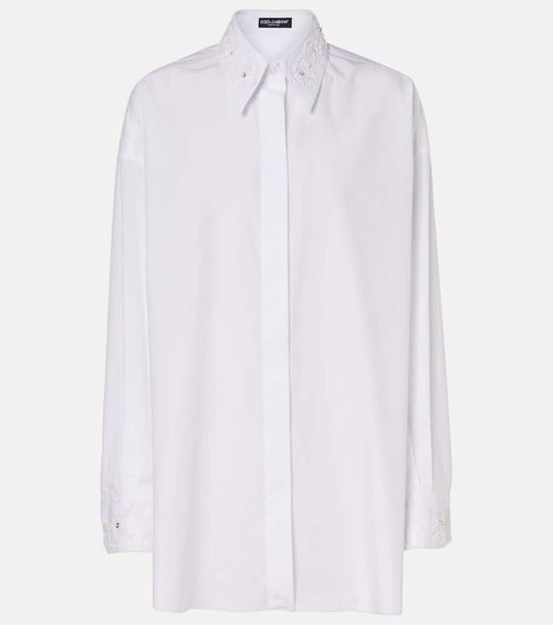 Embroidered cotton poplin shirt