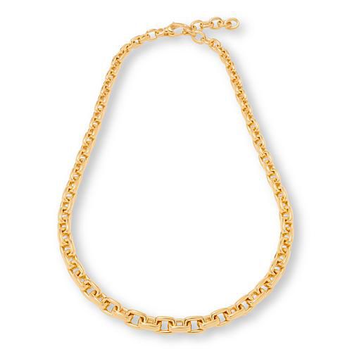 14K Gold Electroform Graduated Chain Link Necklace