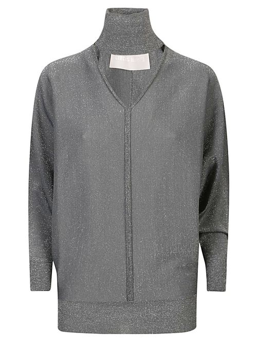 Grey Viscose Turtleneck Sweater