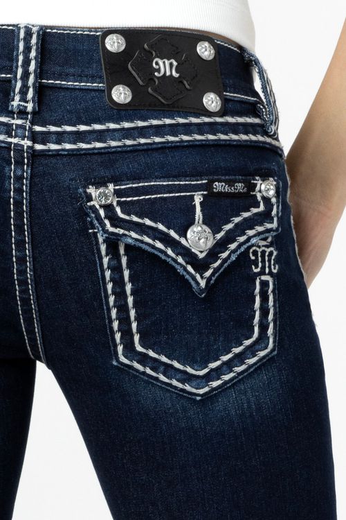 "Loose Saddle Stitch Border Bootcut Jeans