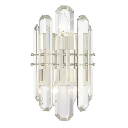Bolton 2-Light 14" Wall Sconce in Polished Nickel with Faceted Crystal Elements Crysta