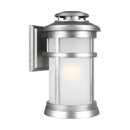 Painted Brushed Steel One Light Outdoor Wall Lantern from the Newport Collection