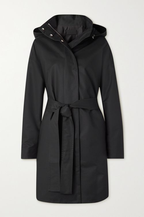 Paulita Hooded Belted Cotton-shell Coat - Black - large