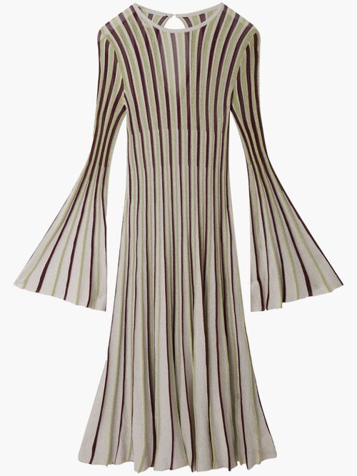 Lurex-detail striped maxi dress - Neutrals