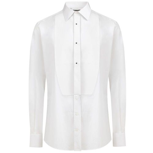 Cotton Poplin Tuxedo Dress Shirt — White