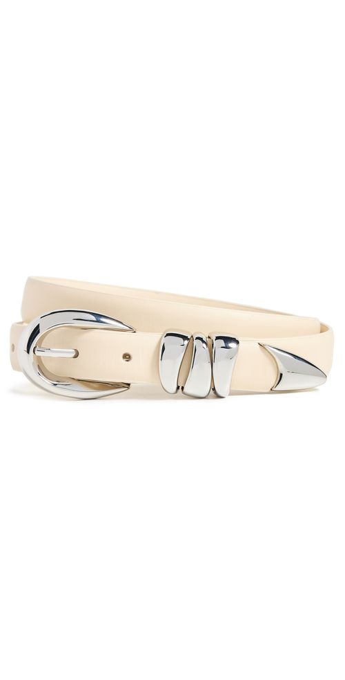 Triple Metal Keeper Belt Ecru