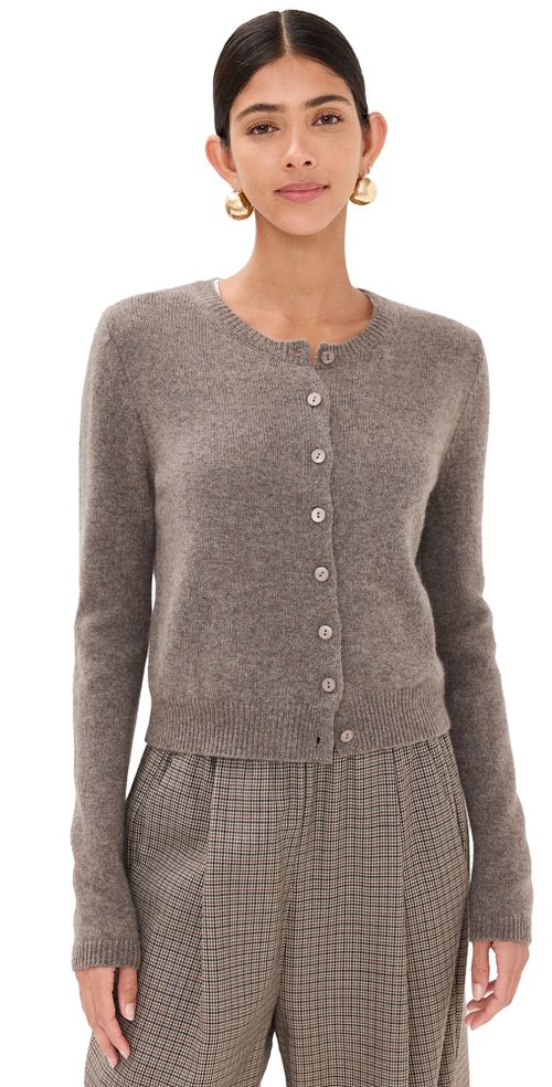Clara Cashmere Crew Cardigan Cocoa