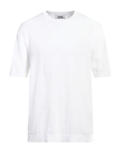 Alpha Studio Man Sweater White Size 44 Cotton, Polyester