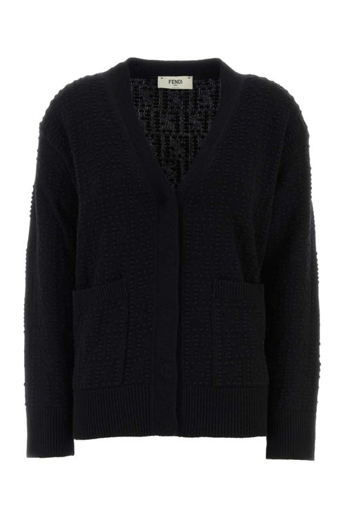 Wool Cashmere Knit Cardigan — Black