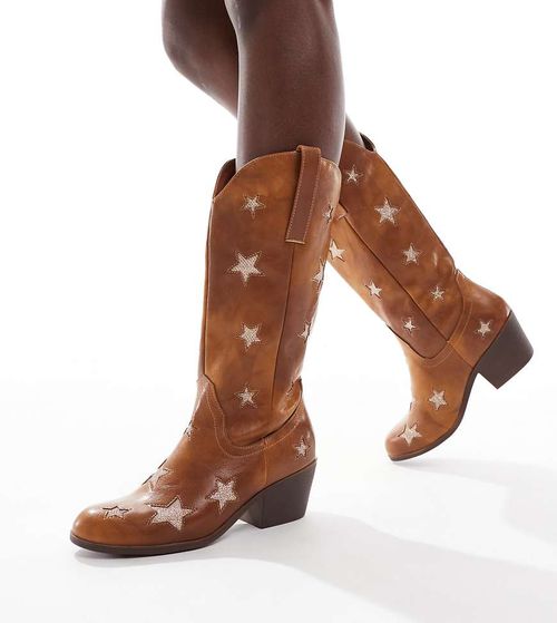 Star western boots in tan-Brown