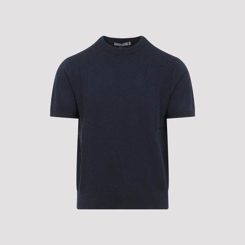 Cotton and Silk Regular Fit Polo Shirt with Microstucture