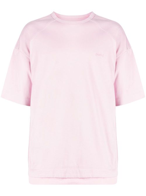 Side-zip layered-hem T-shirt - Pink